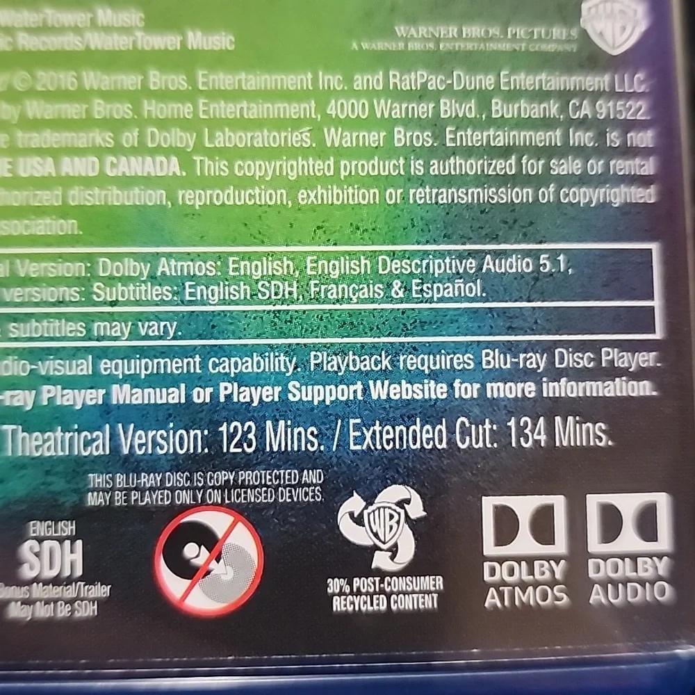 Suicide Squad Extended Cut Blu-ray. PG-13.  3-DVD SET - Picture 9 of 11